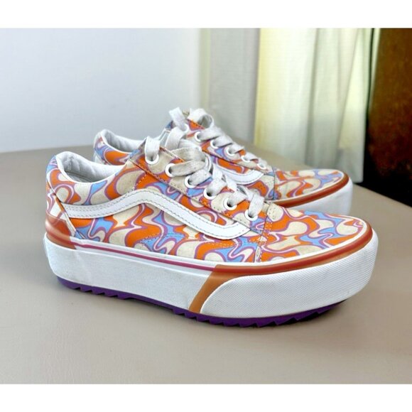 Vans Shoes - Vans Old Skool Stacked Womens Size 7.5 Uv Ink Peace Platform Orange Purple